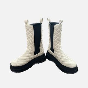 Public Desire Quilted Black and White Boots